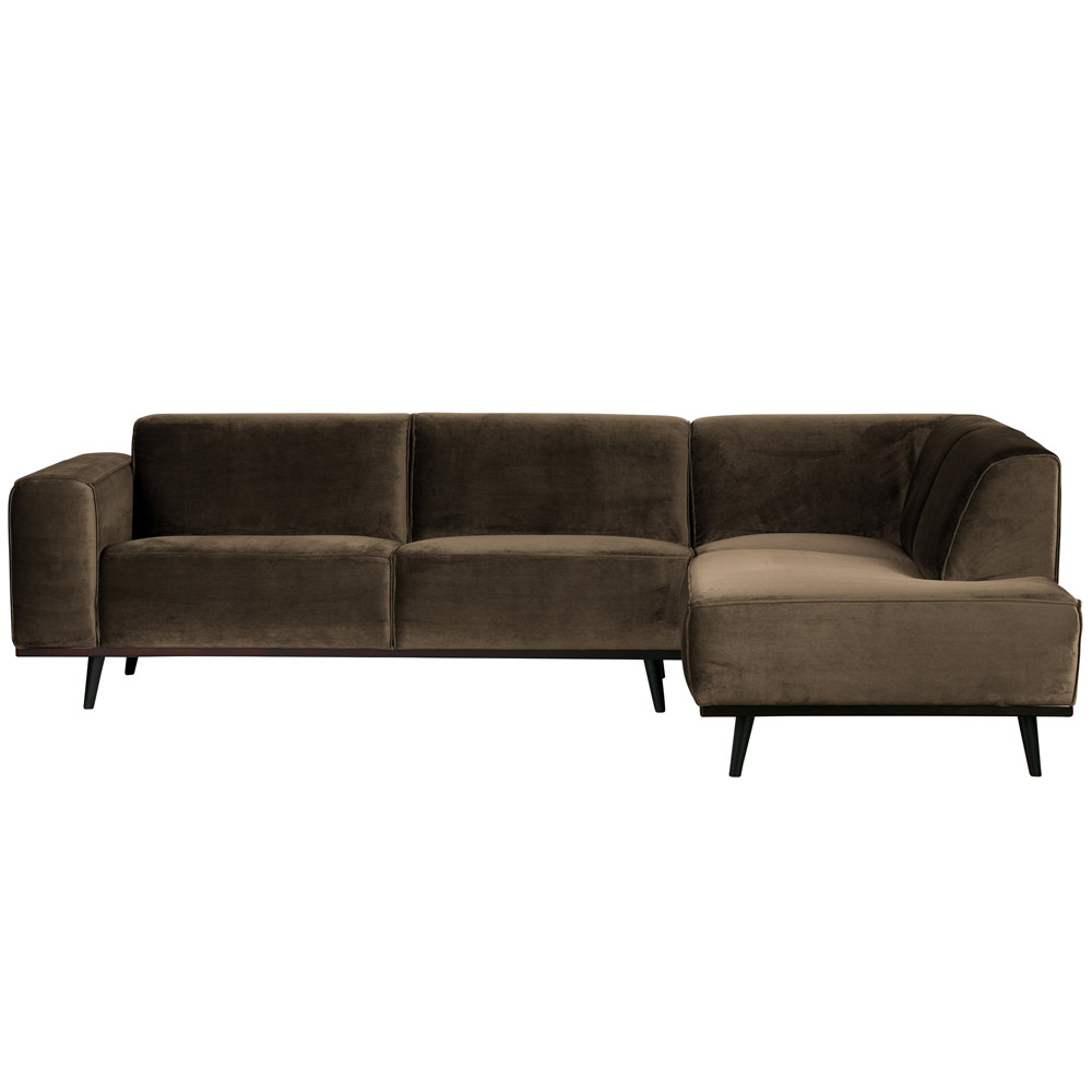 Eckgarnitur Statement Samt taupe Couch Sofa Ecksofa Eckcouch Longchair Rechts