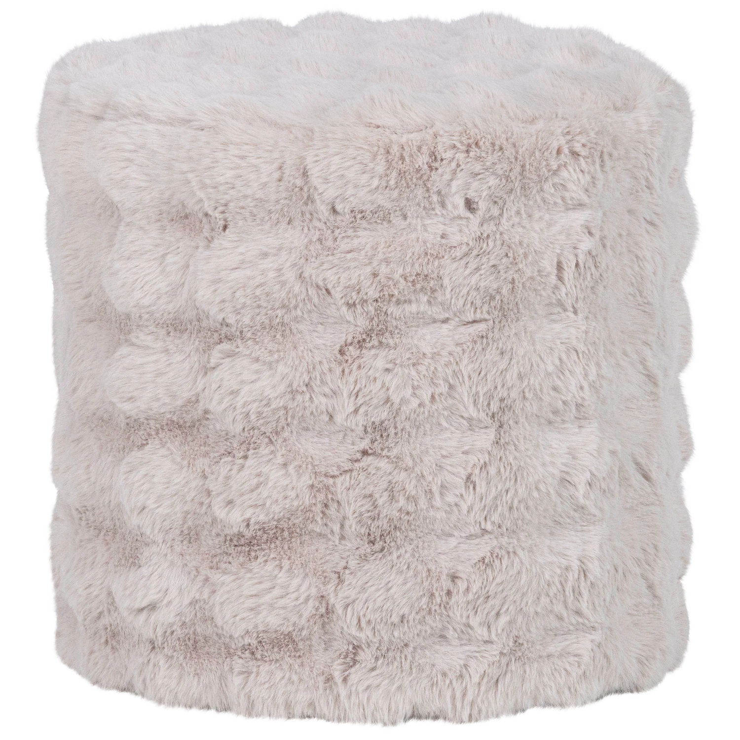 Hocker Sitzhocker OLVEN Ø 60 cm flauschiger Stoff natur