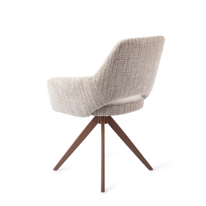 Esszimmerstuhl Yanai – Caramel Grid mit Drehgestell in Metall braun