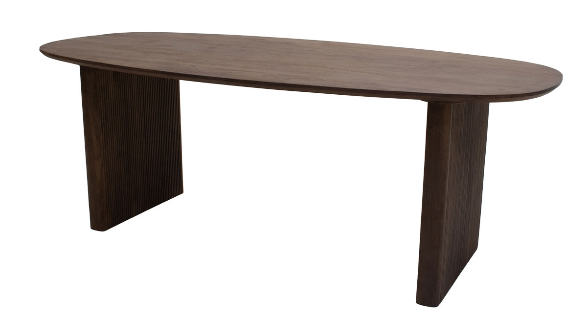 Esstisch LAYA 210 x 100 cm oval Mango Massivholz dunkelbraun