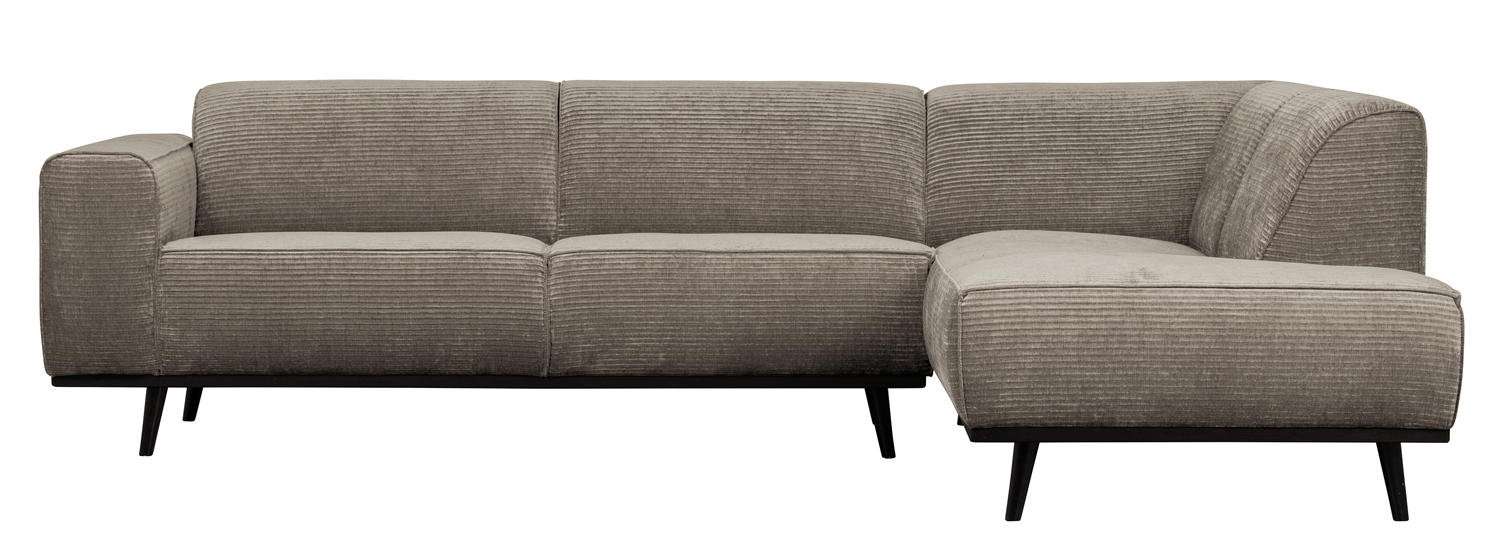 Ecksofa Statement Rib Cord lehmfarben Chaiselongue rechts
