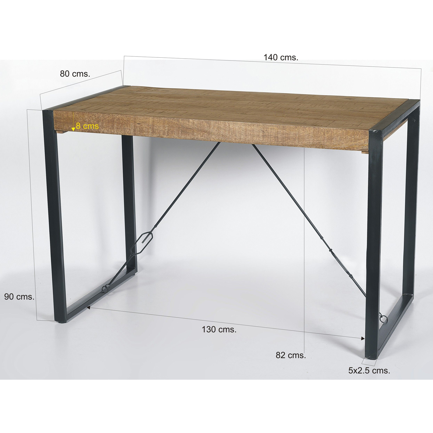 Bartisch Nairobi 140 x 90 cm Mangoholz Metall schwarz