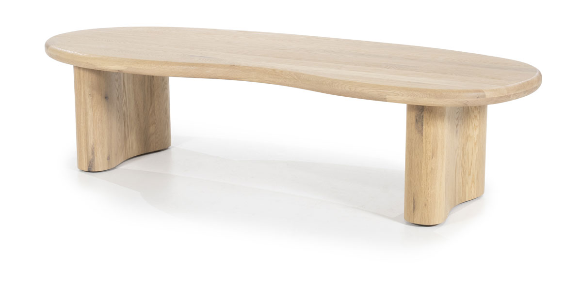 Couchtisch Josh 140 x 60 cm organische Form Eiche Holz Furnier hellbraun