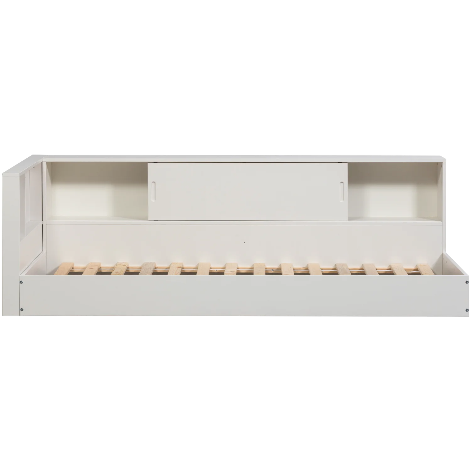 Einzelbett Eckbett links CARTER weiß 200 x 90 cm Kiefer Massivholz Bett
