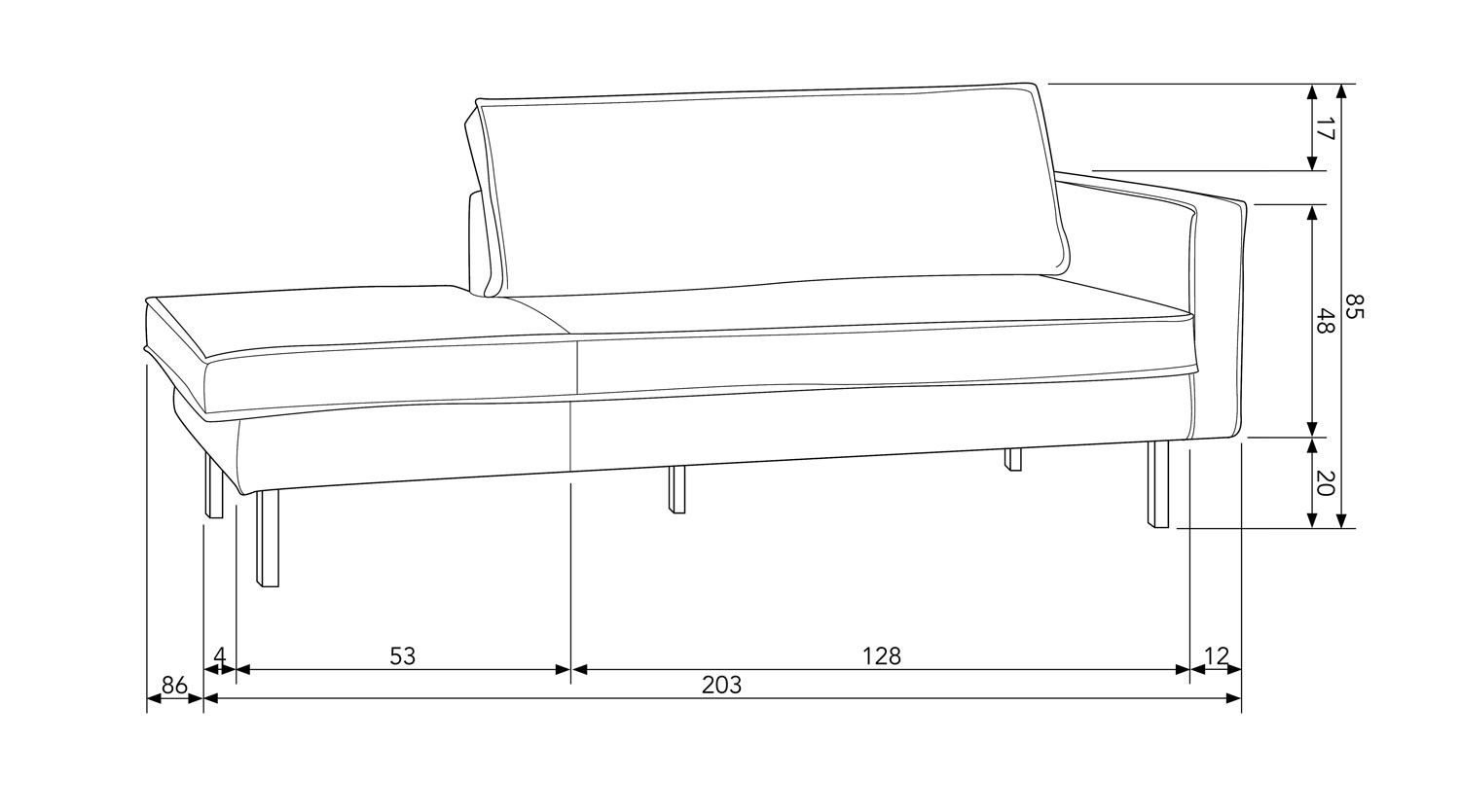 Sofa Chaiselongue RODEO Recamiere Samt kastanie