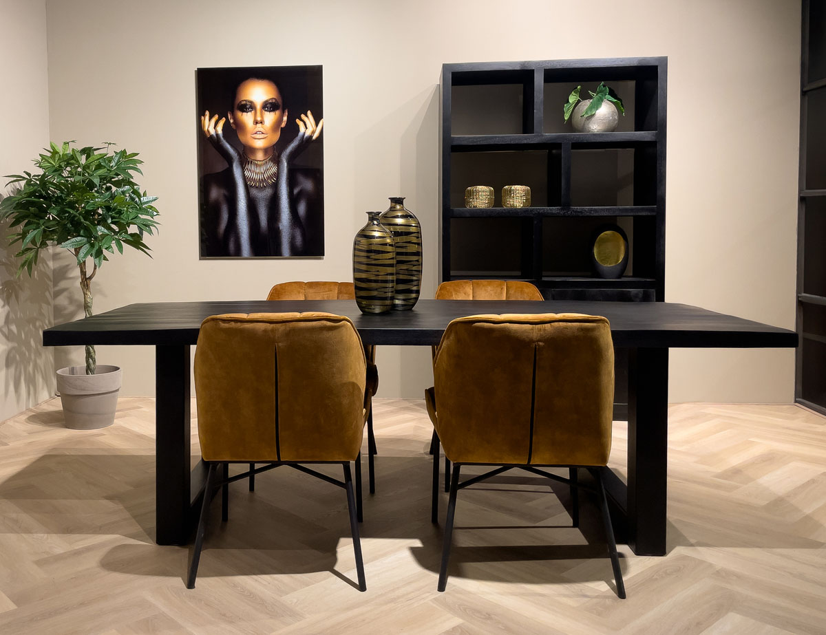 Esstisch Kala  200 x 100 cm Mangoholz schwarz