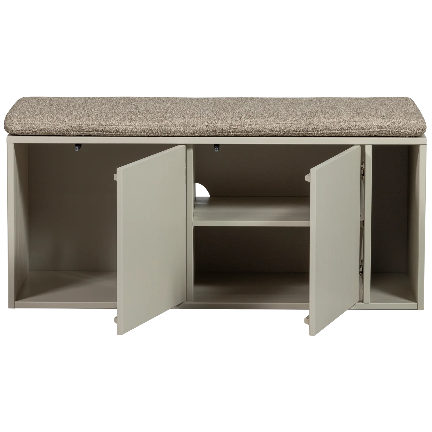Sitzbank Bank Lowboard SETTLE DOWN mit Kissen 108 cm Kiefernholz staubgrau