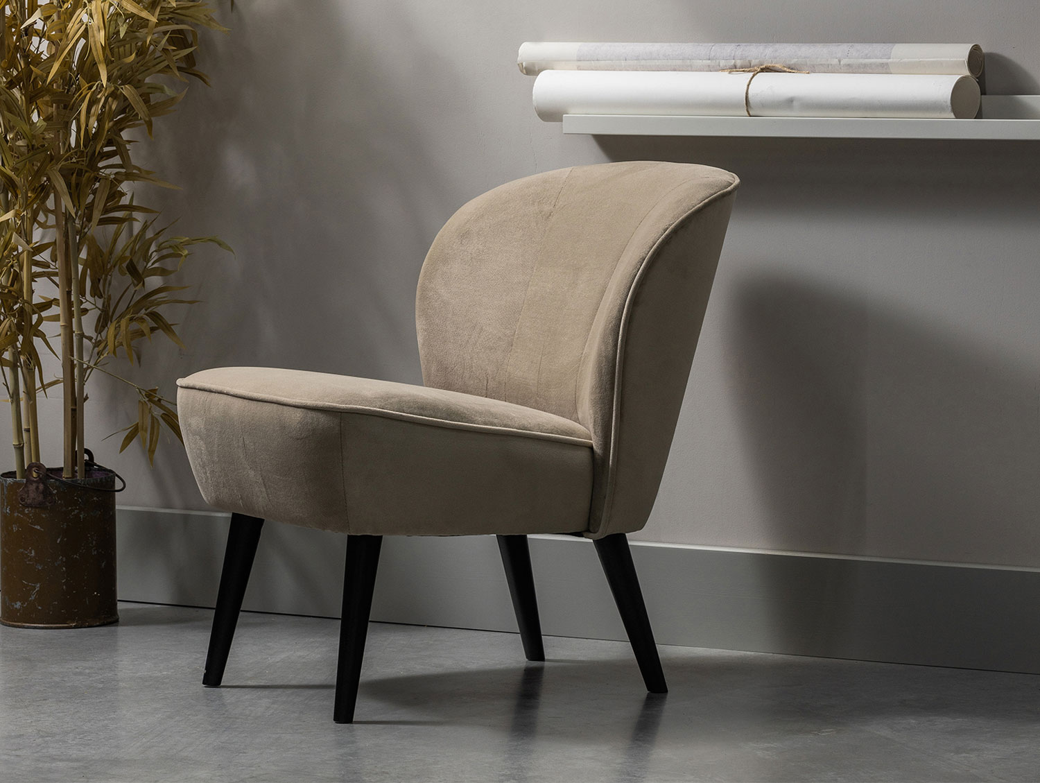 woood Sessel SARA Samt khaki