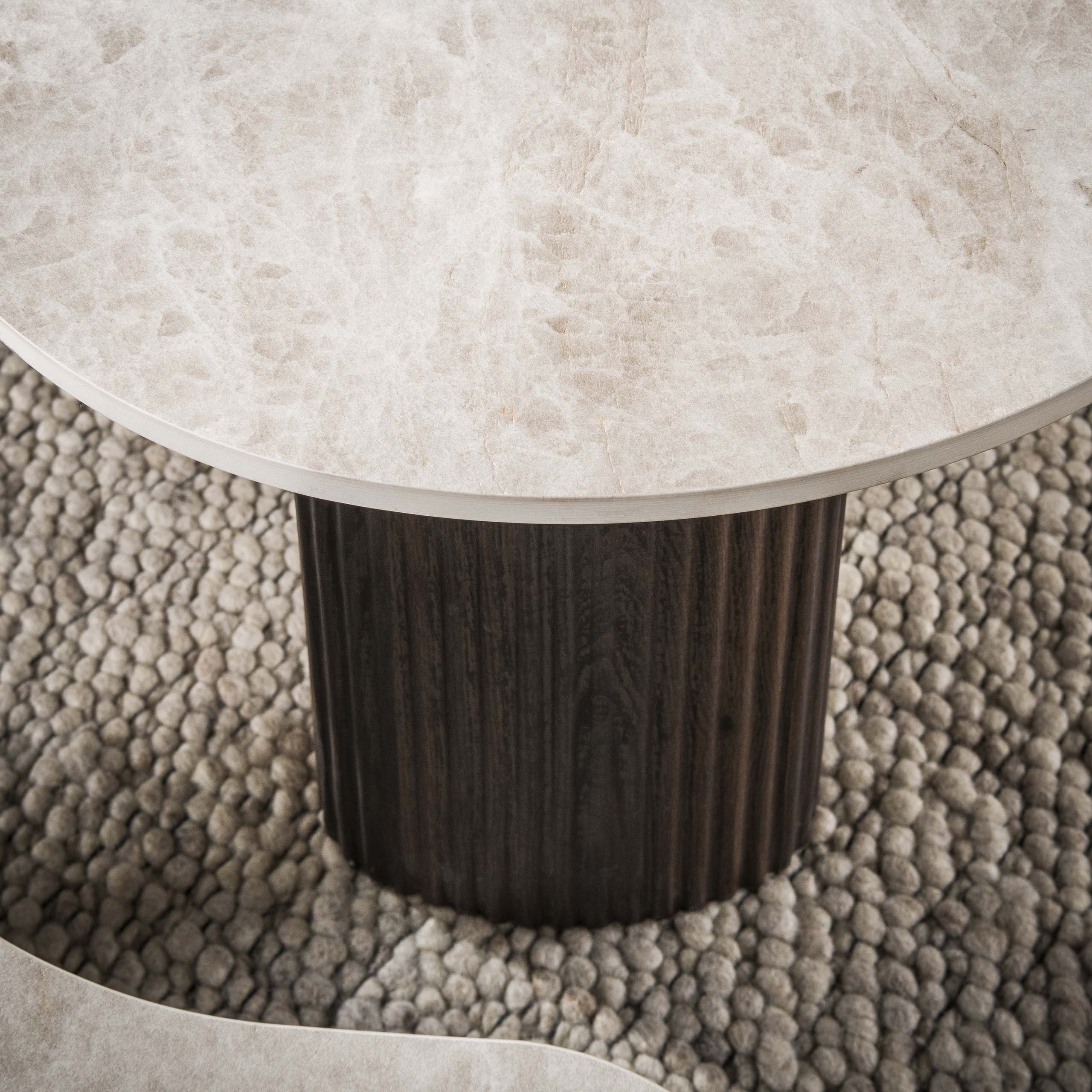 2 er Set Couchtisch JAHAN organisch 3D-Keramik Taj-Mahal-Optik