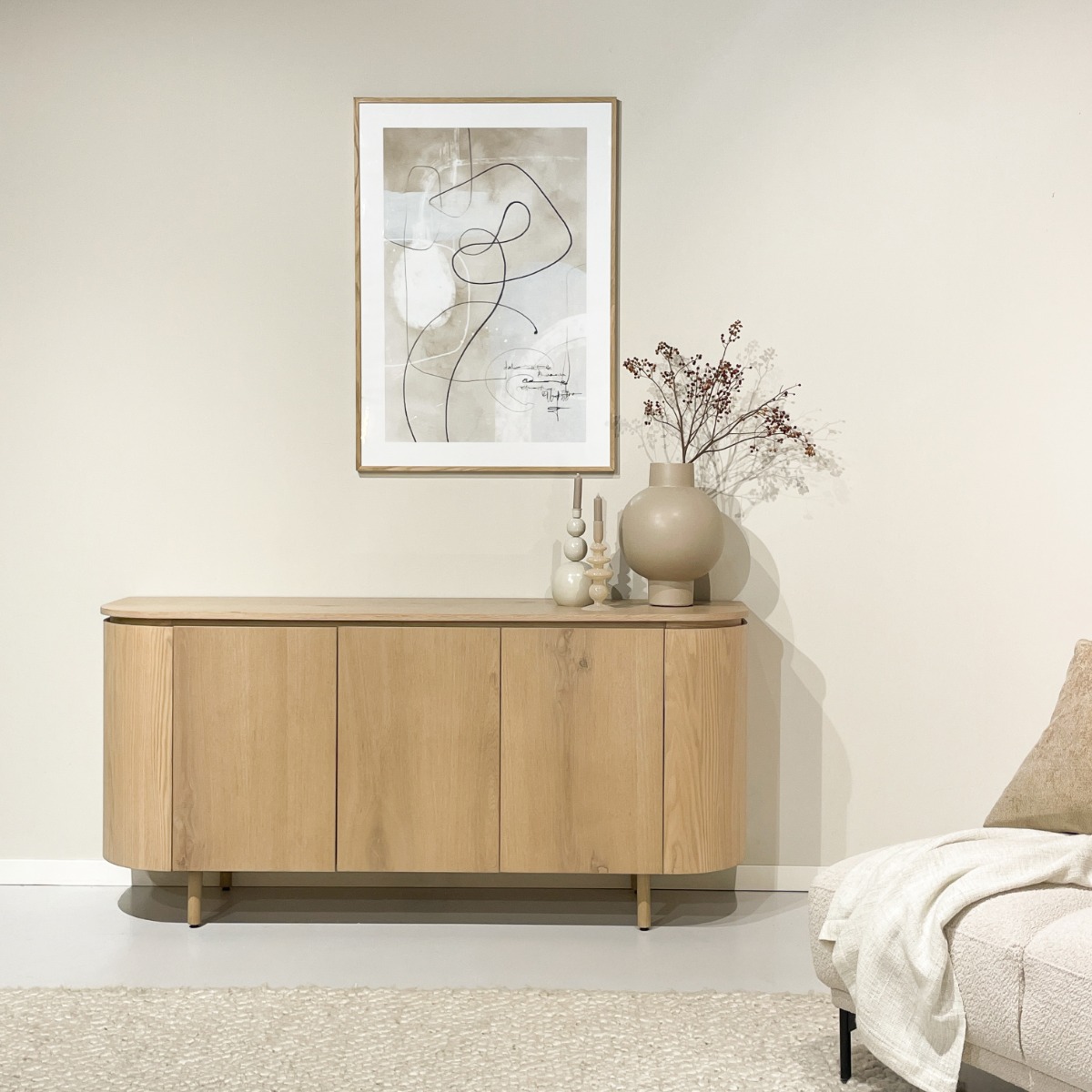 Kommode Tobago 170 cm Eiche Furnier natur Sideboard Schrank