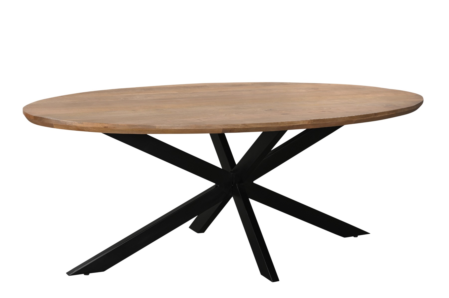Esstisch Jesper oval 180 x 90 cm Mangoholz braun Metall