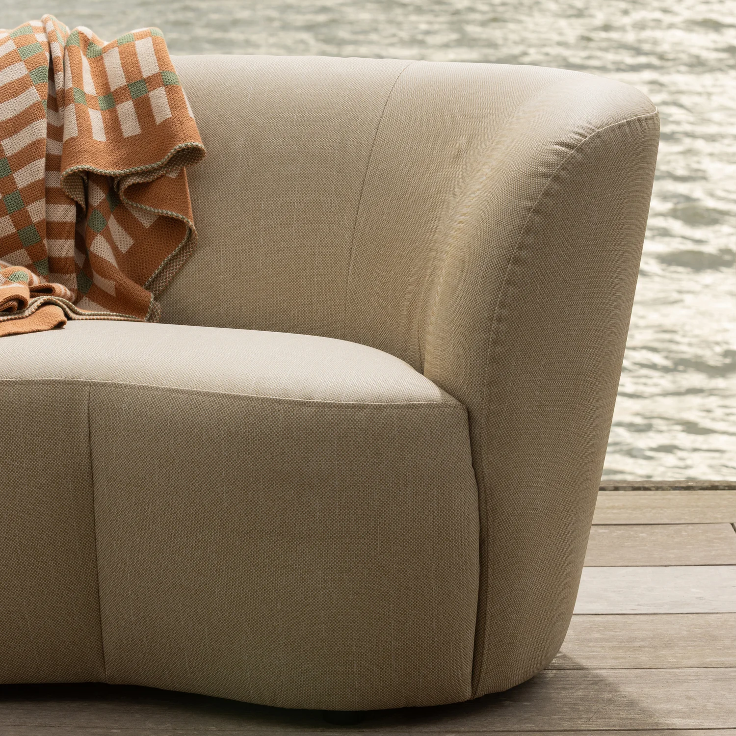 Kleines Garten Loungsofa Sofa STONE rechts sandfarben OUTDOOR