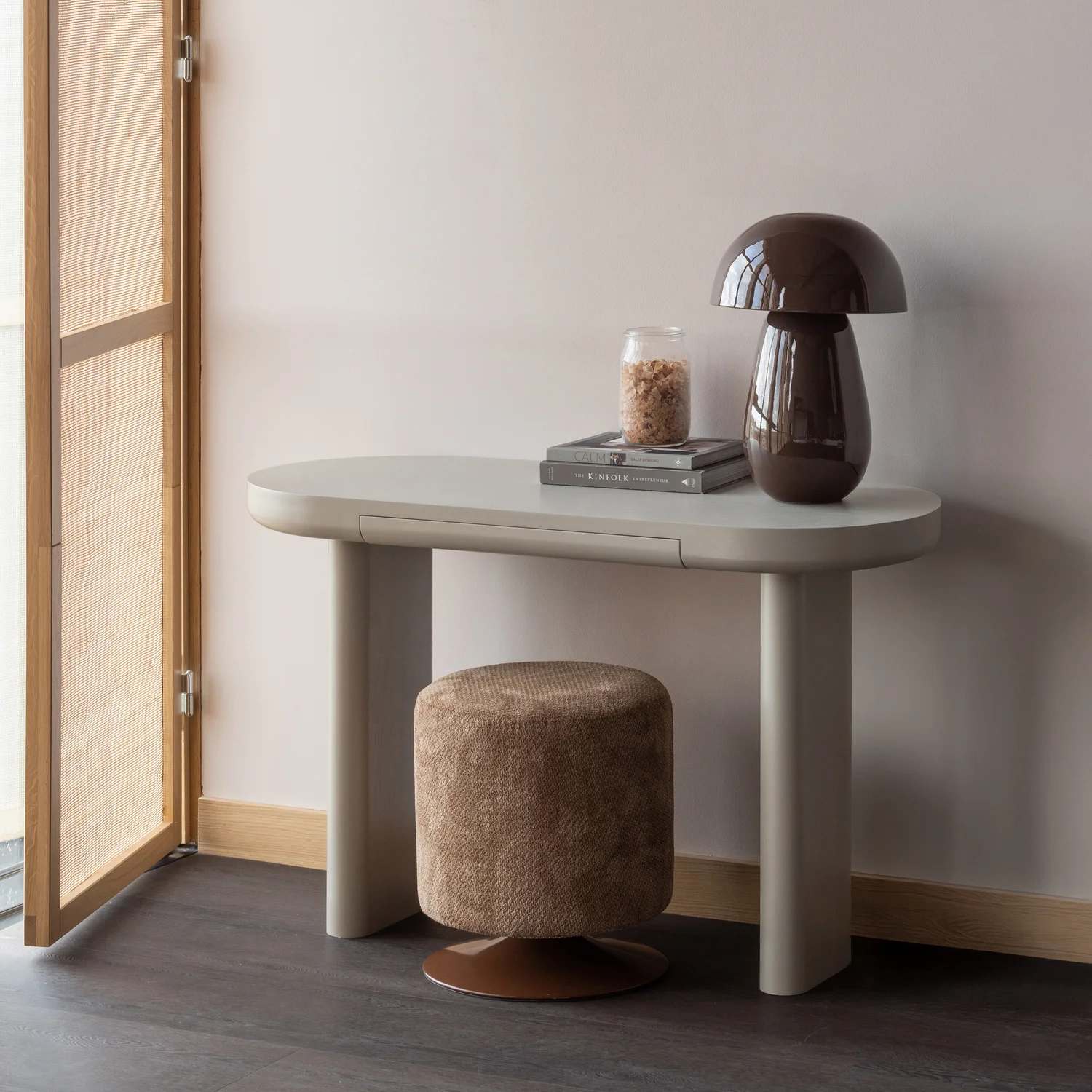 Hocker rund Ø 46 cm ISLEN Drehfunktion Bouclé braun