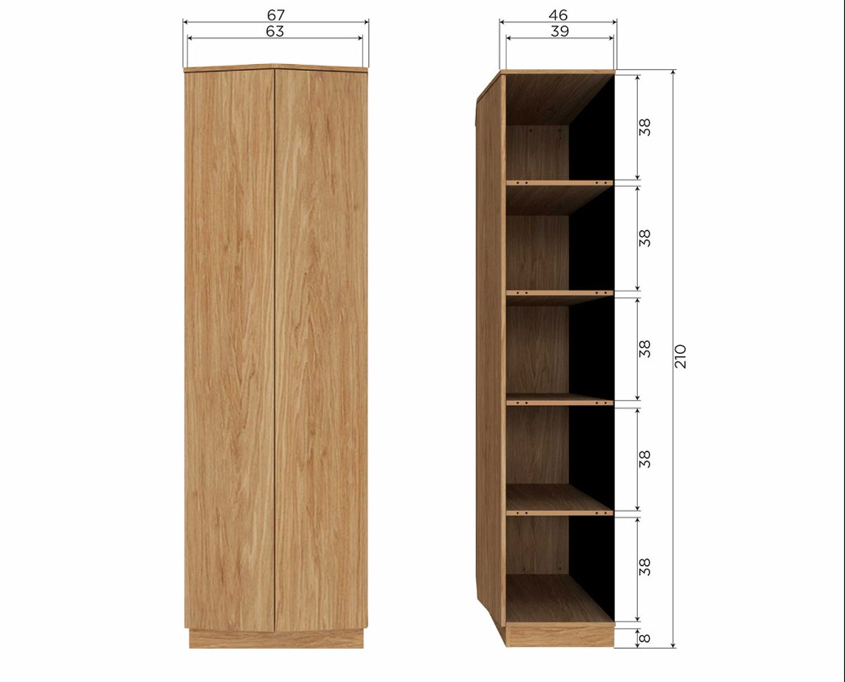 Schrank Hochschrank ZUMA H 210 cm Eiche Furnier