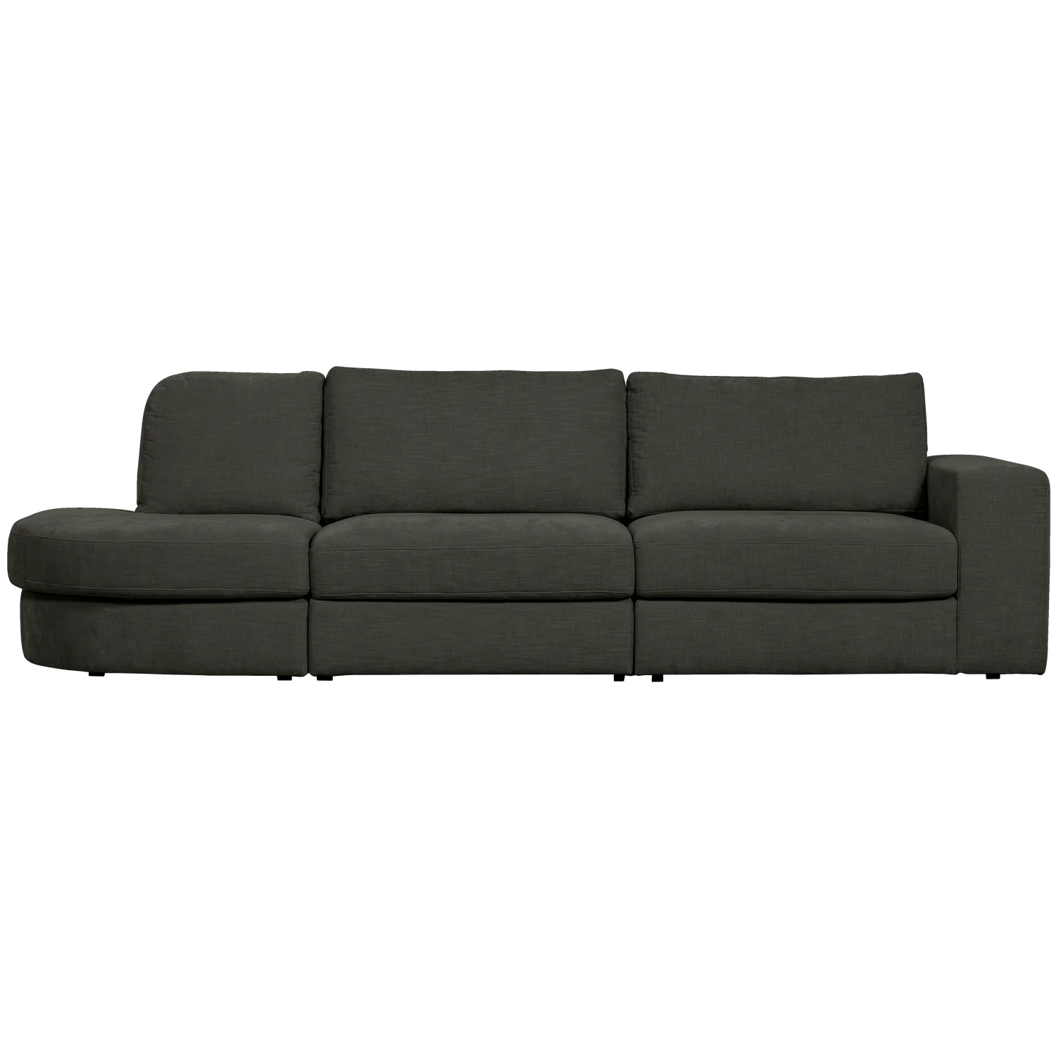 2,5 Sitzer Sofa FAMILY Webstoff anthrazit mit Rundung links