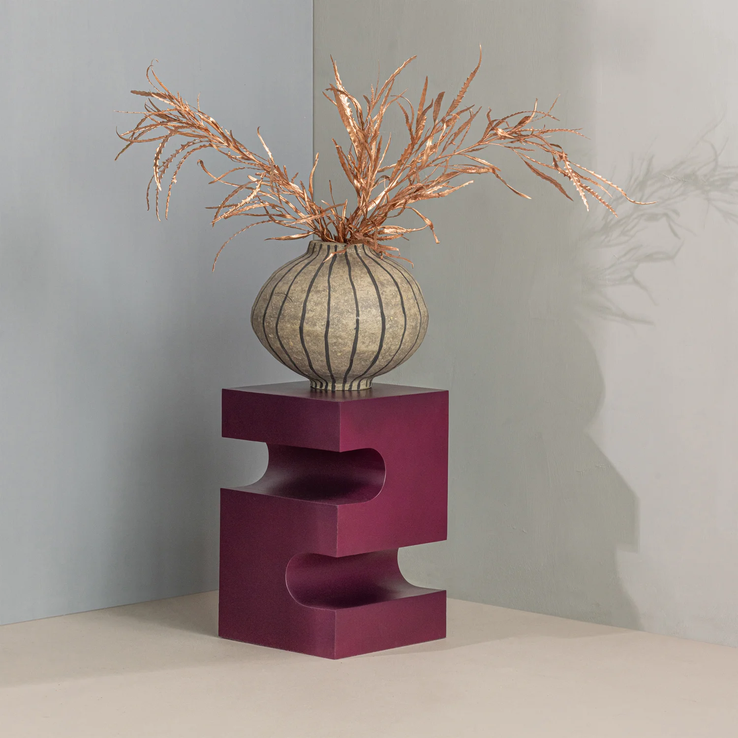 Beistelltisch JESSA 30 x 30 cm Metall lila braun 