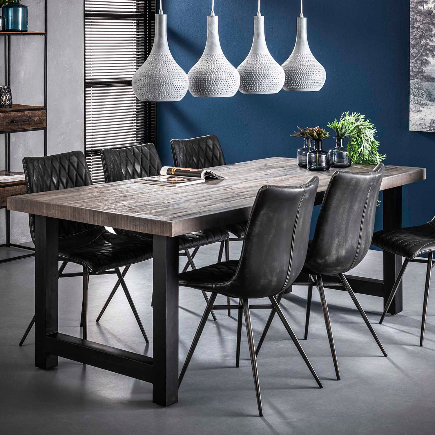 Esstisch Akazie 200 x 100 cm Massivholz grau Finish