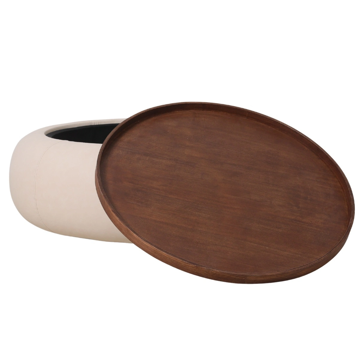 Couchtisch MOVANI Beige Wallnuss rund mit Stauraum Ø 102 cm 