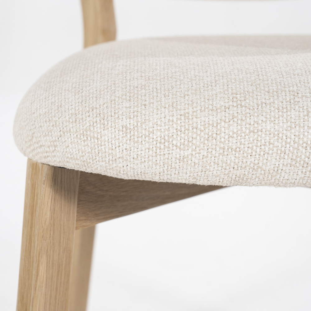 Esszimmerstuhl Stuhl MICKY Stoffbezug beige Beine Eiche