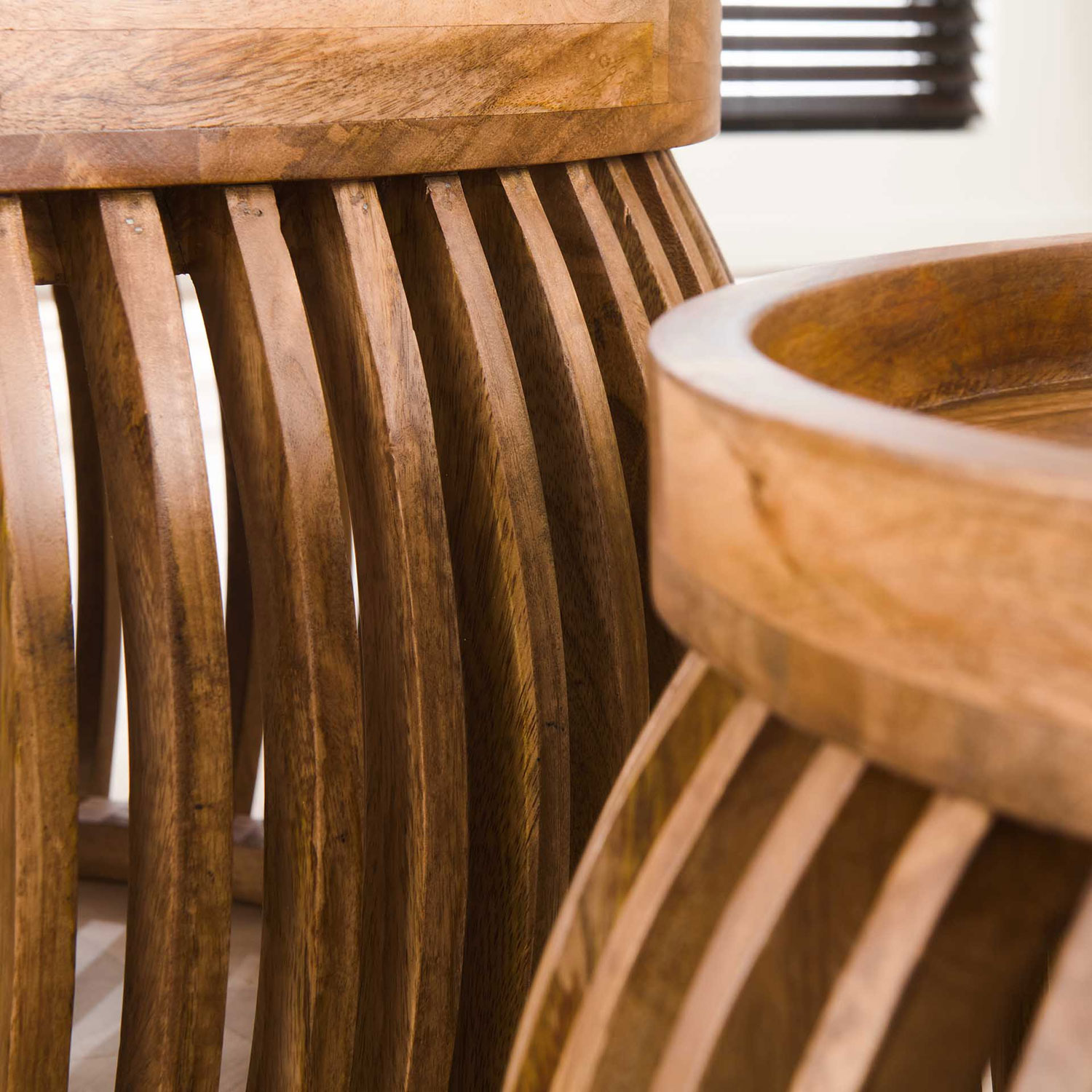 2er Set Couchtisch rund NEVADA Mangoholz