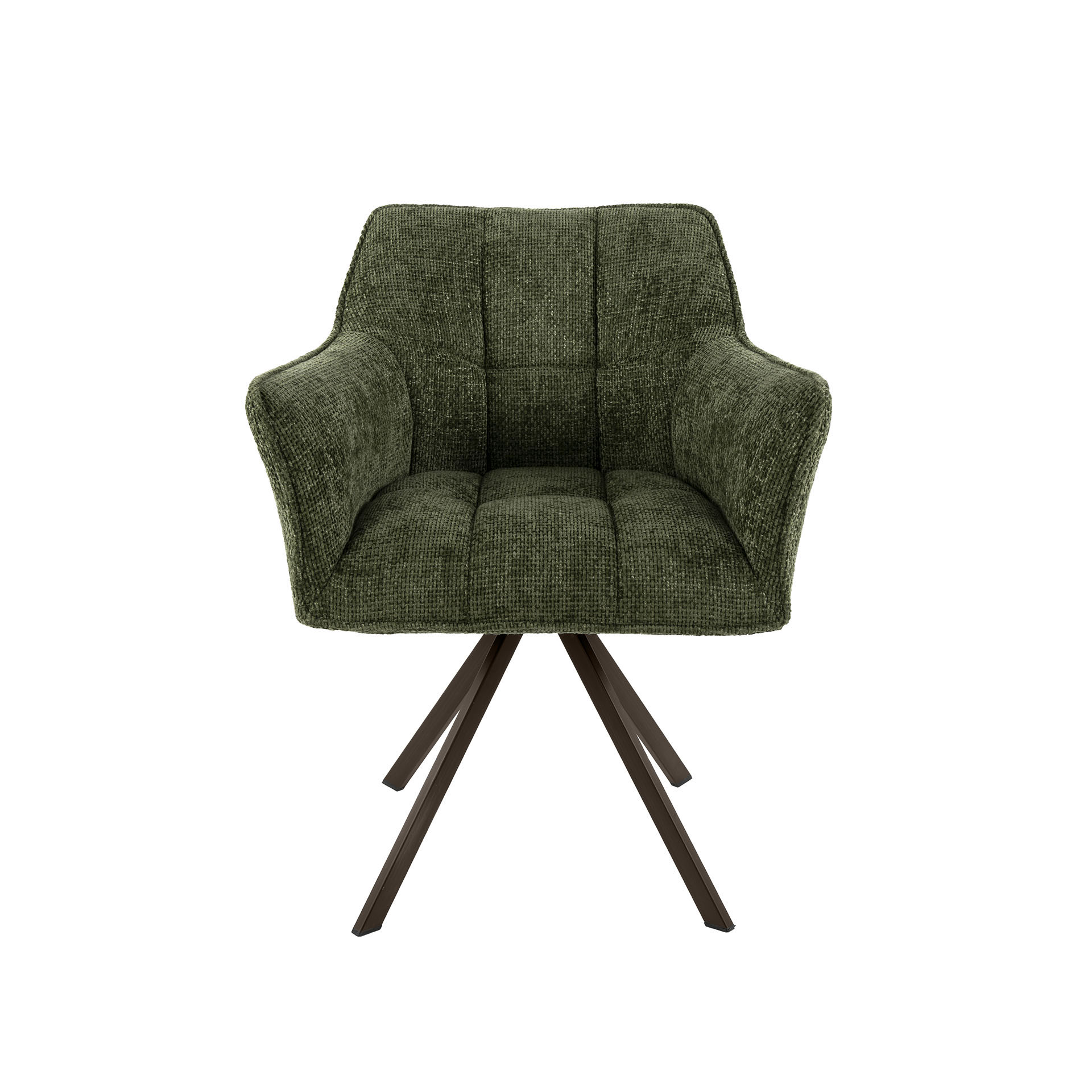 2er Set Armlehnstuhl Fino weiches CHENILLE grün drehbar