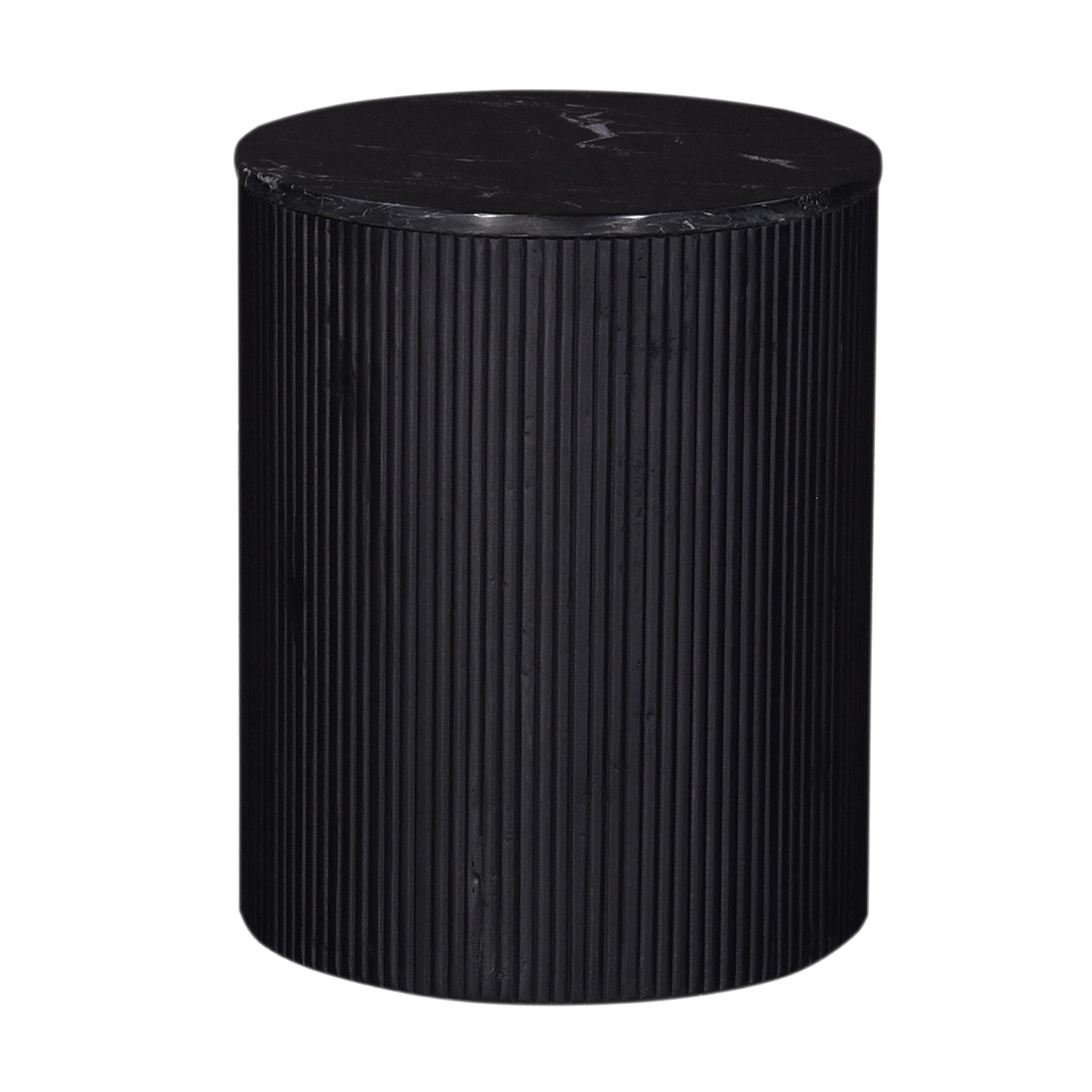Beistelltisch Glamour Ø 40 cm Mangoholz Marmor schwarz