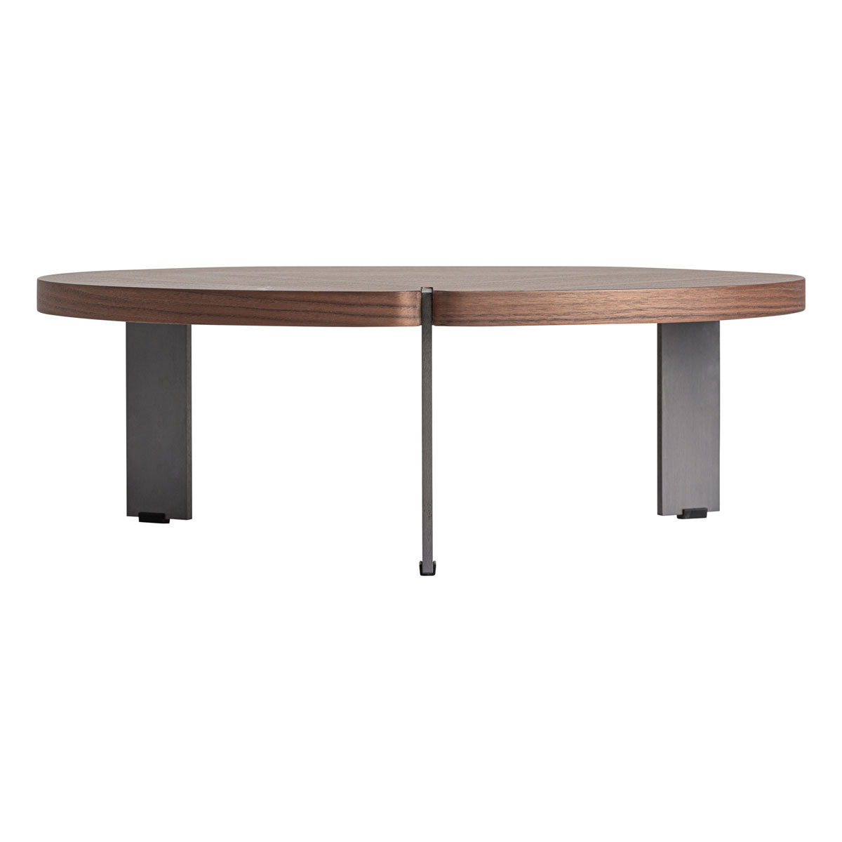 Couchtisch GENEIKEN rund Ø 75 cm Wallnussfurnier Edelstahl grau