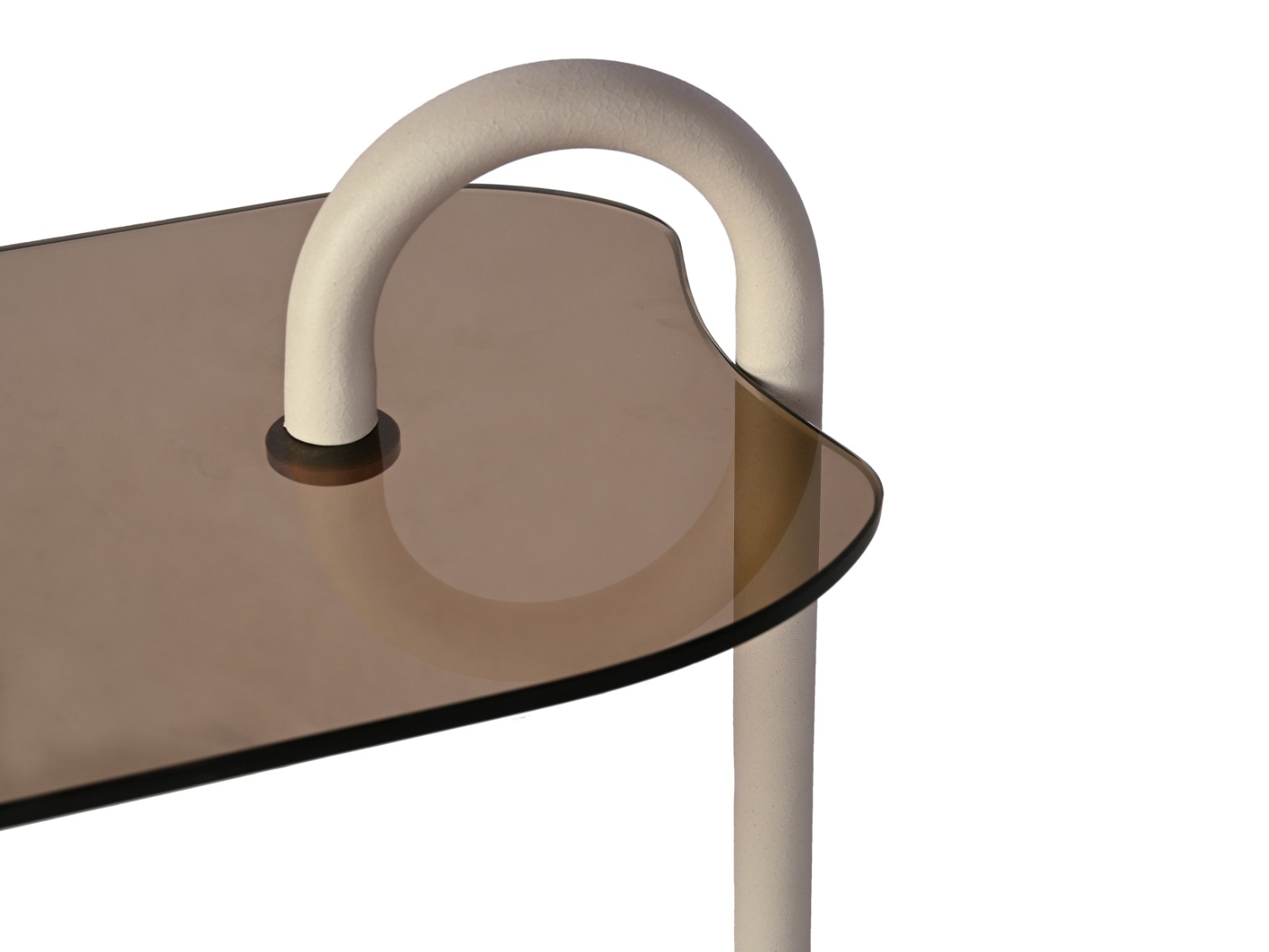 Zeitungsständer Amy H 65 cm Glas Ablagefläche Metall beige Beistelltisch