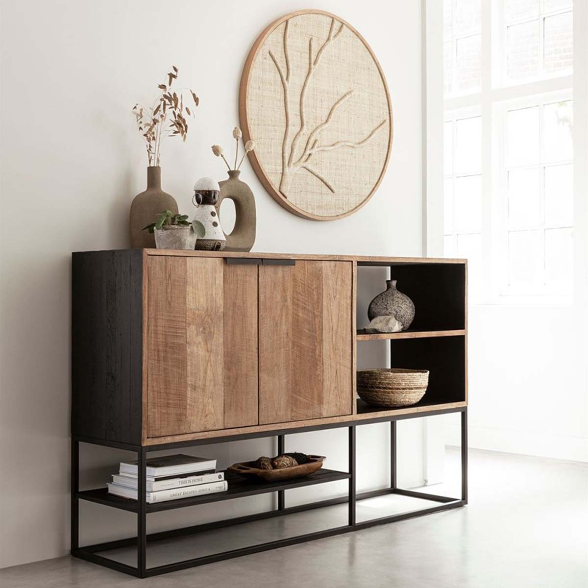 Sideboard Cosmo 160 cm recyceltes Teakholz Metall Kommode