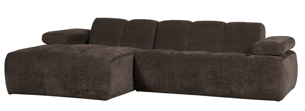 woood Chaiselongue Sofa MOJO links gerippter Stoff braun