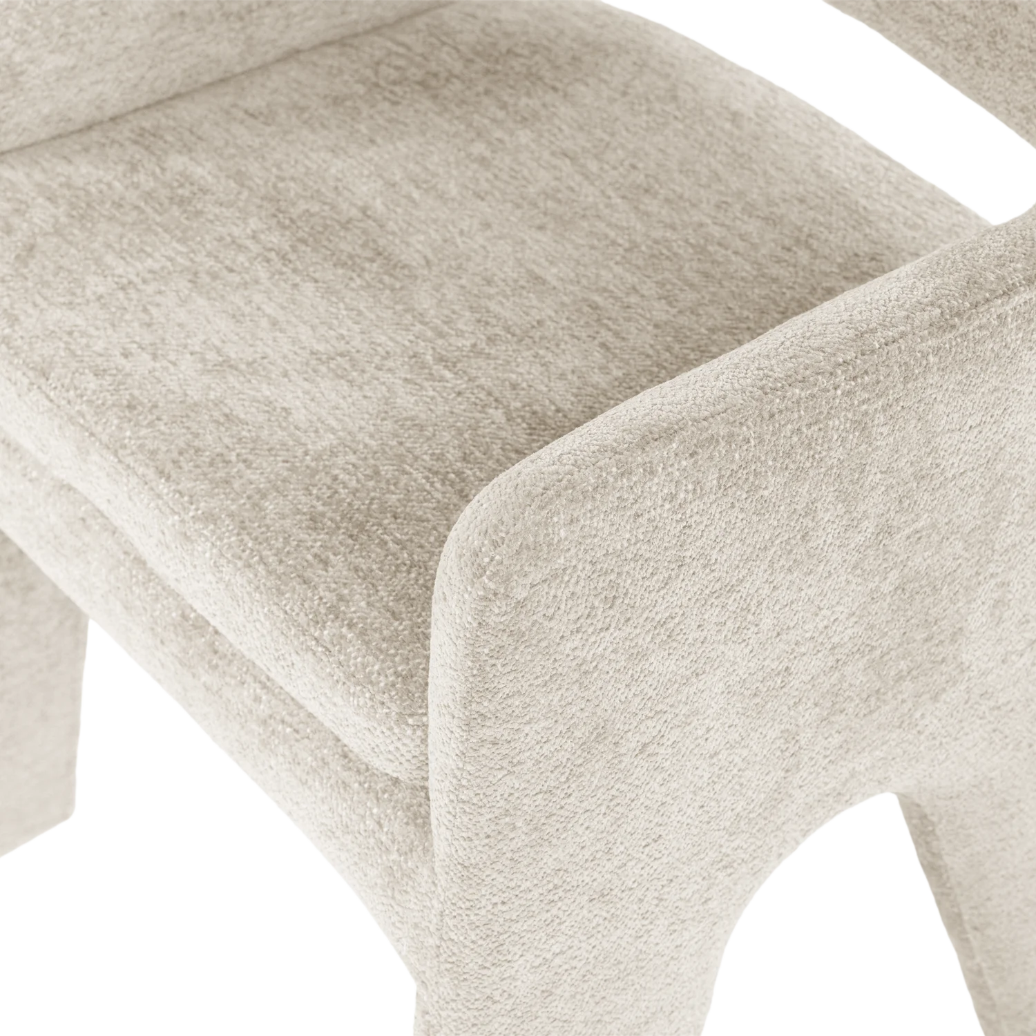 Armlehnstuhl BIGFOOT Chenille Stoff sandfarben Esstischstuhl