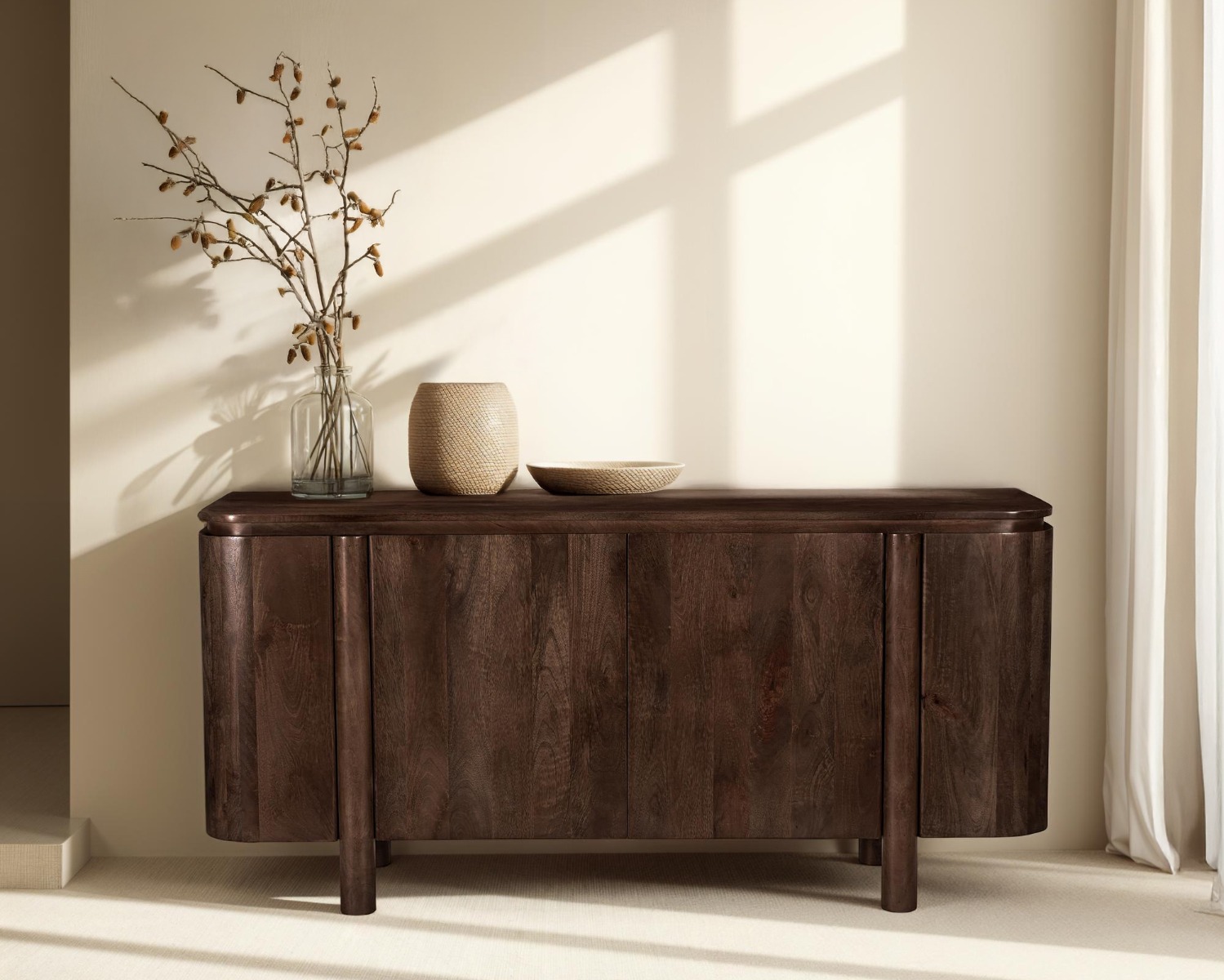 Kommode Salano 170 cm Mangoholz braun Sideboard Schrank