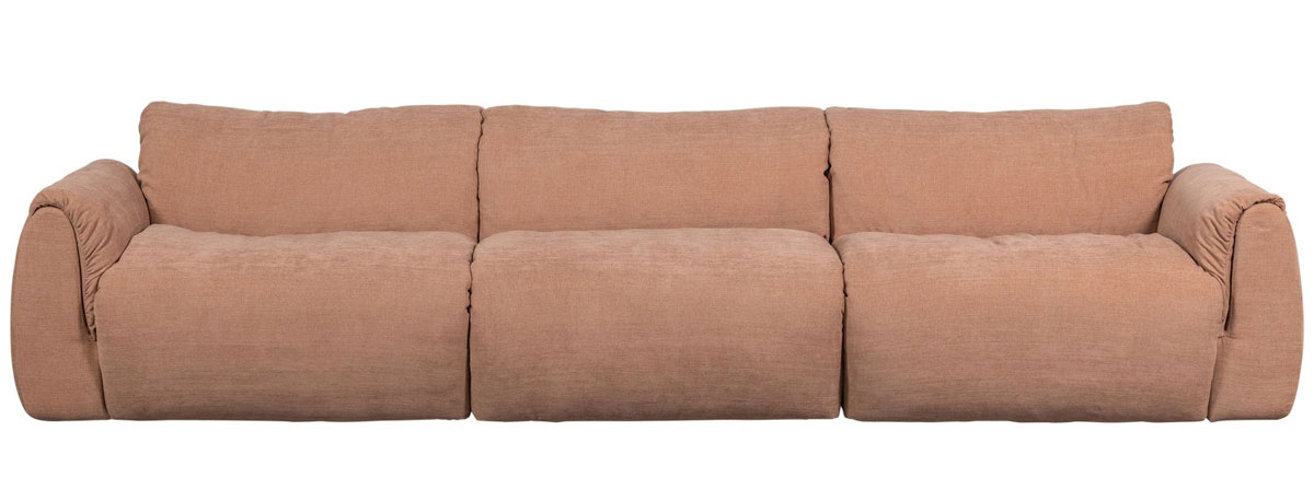 woood 3 Sitzer Sofa BAGGY Webstoff Chenille altrosa