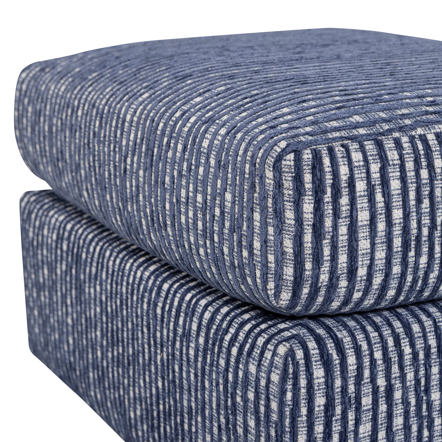 Hocker LOU 60 x 50 cm Musterstoff grau blau Fußhocker