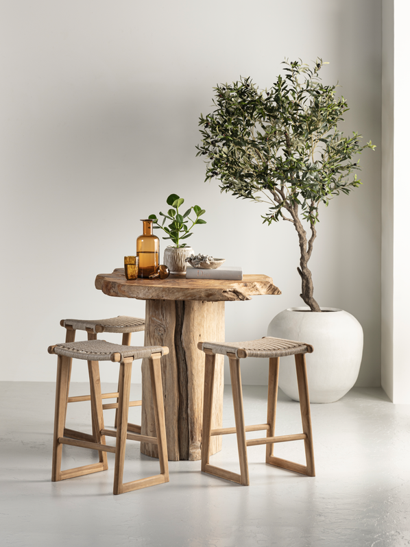Bartisch MERAPI aus recyceltem Teakholz – Natur Unikat Outdoor