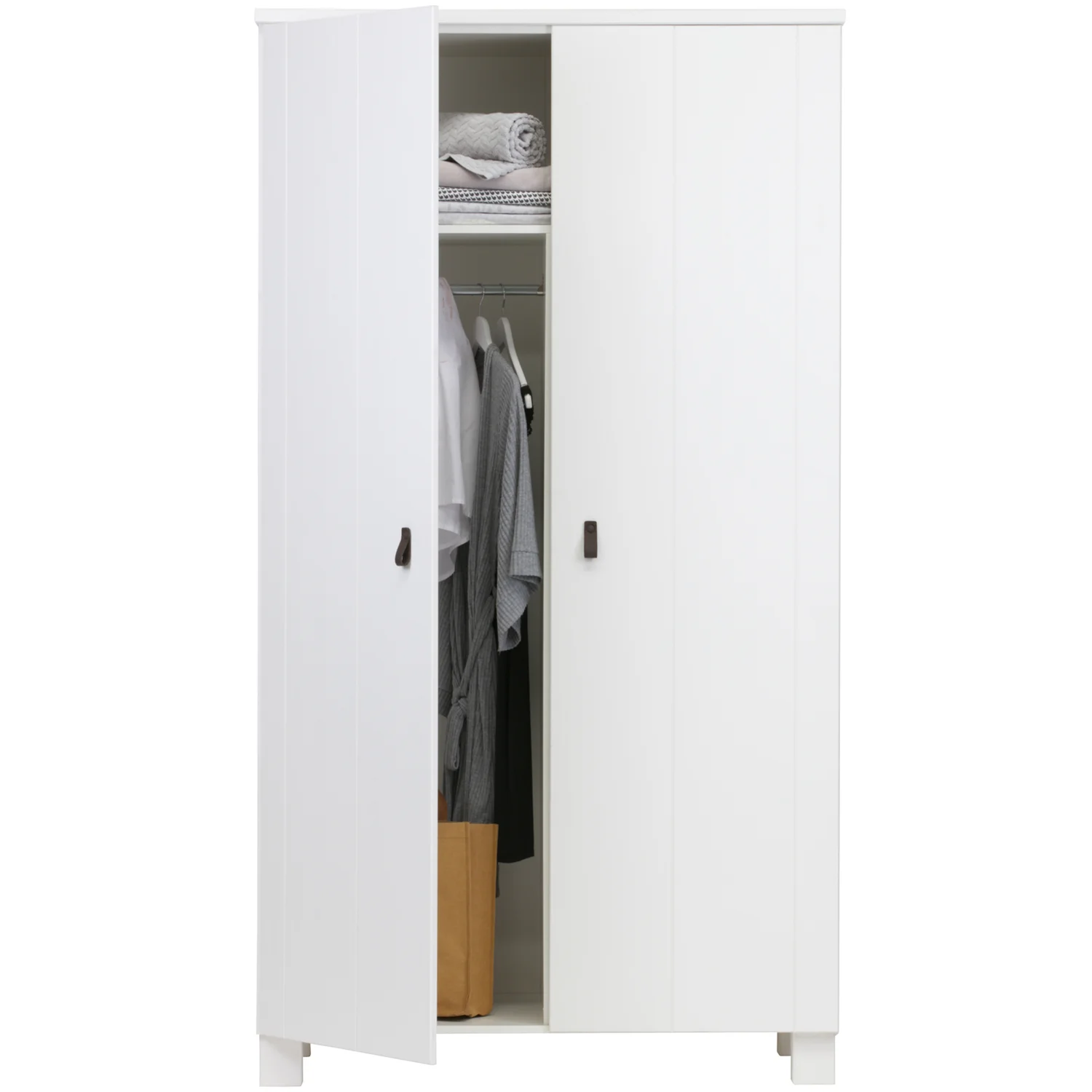 Schrank Kleiderschrank Ties H 202 cm Kiefer weiß
