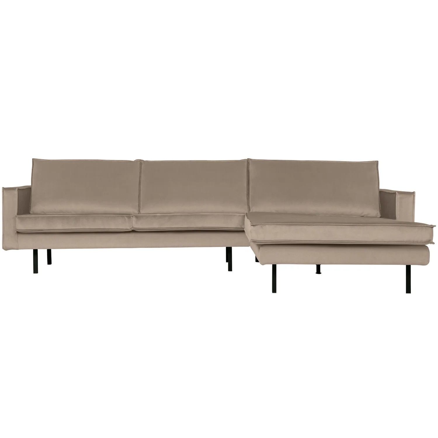 Eckgarnitur Rodeo Samt khaki Couch Sofa Ecksofa Longchair rechts