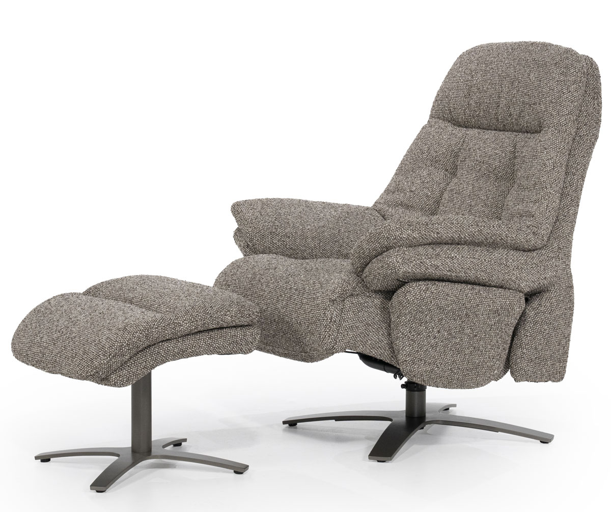 Relaxsessel Caleb elektrisch verstellb. mit Hocker Stoff taupe