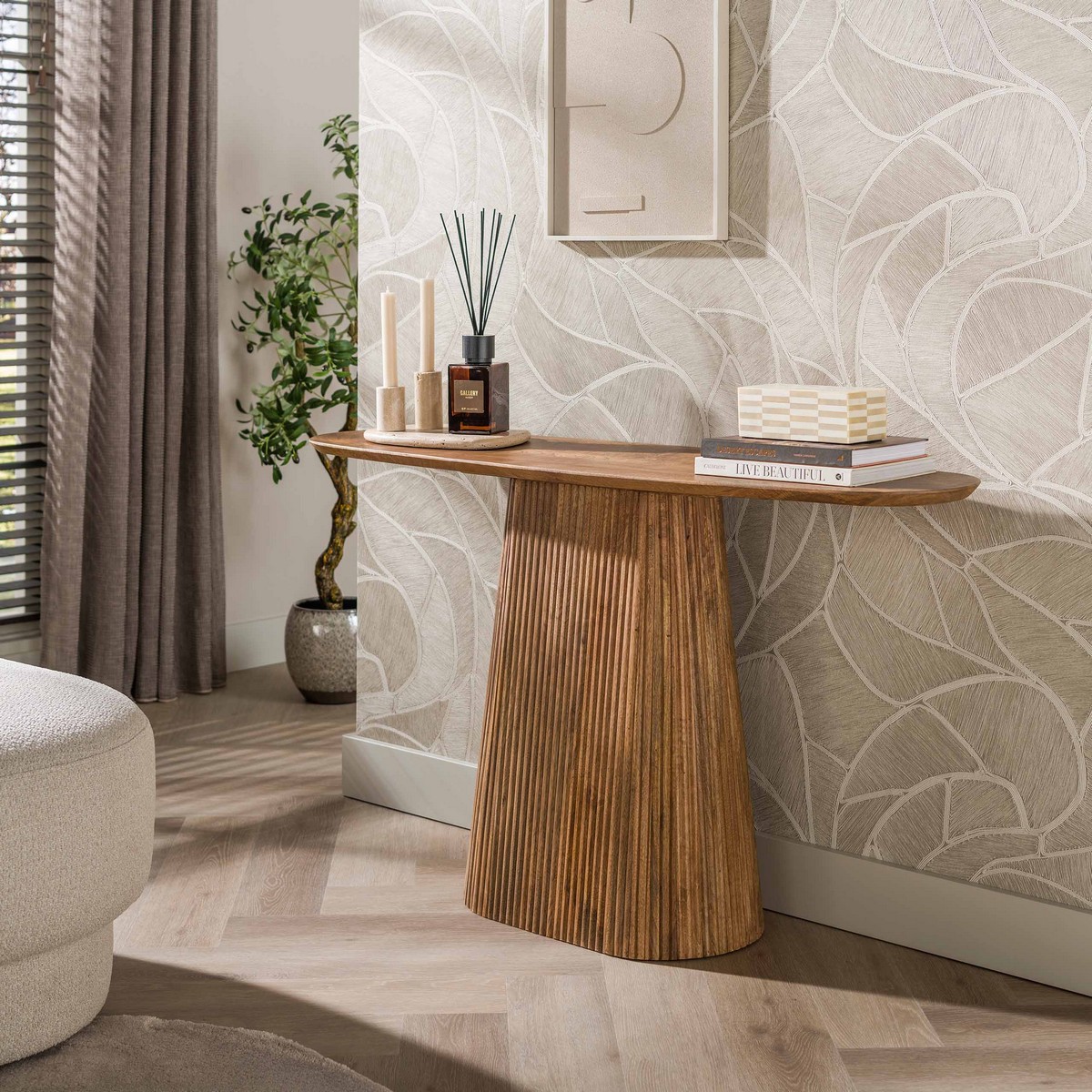 Konsolentisch SIENA 135 cm Mango massiv oval sandbraun