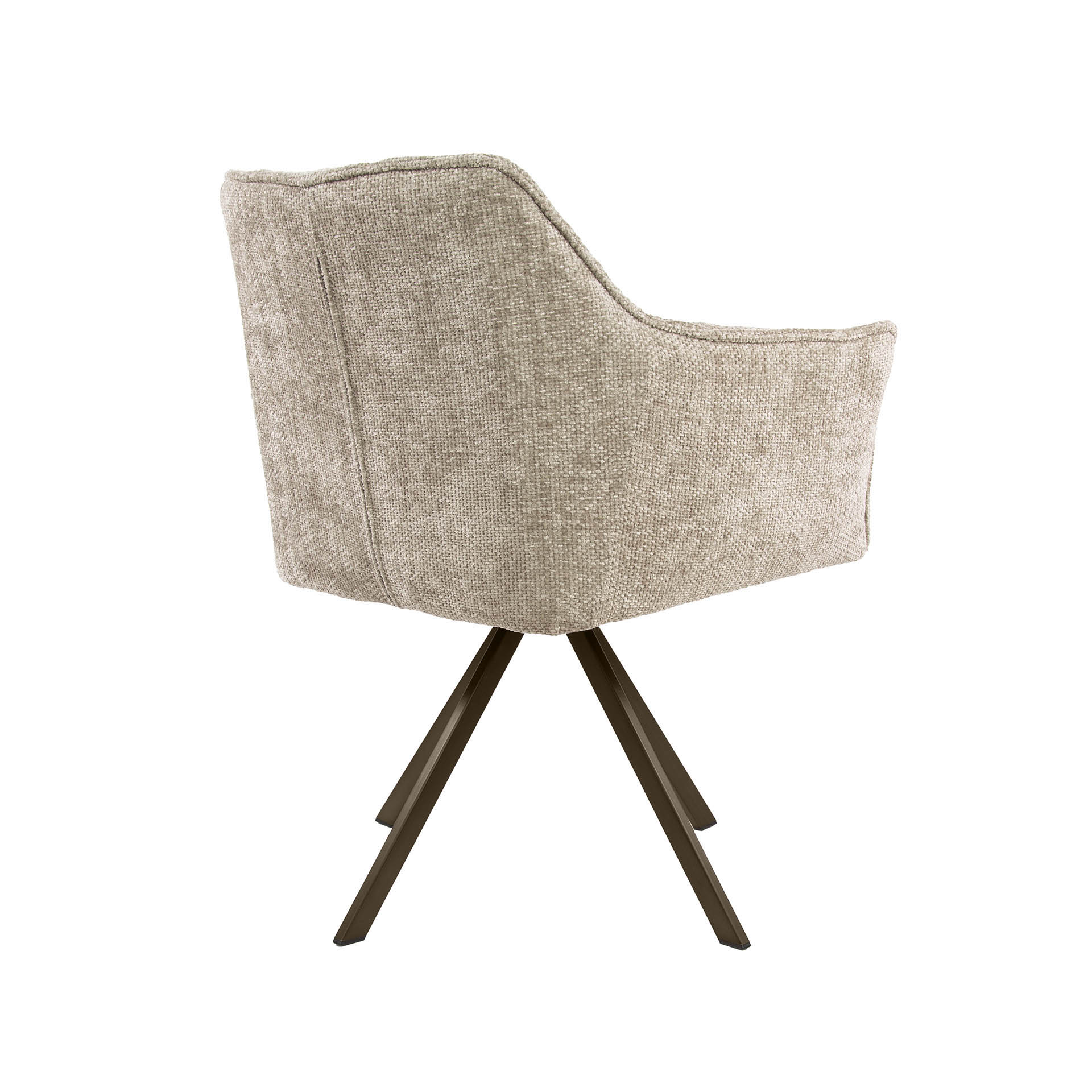 2er Set Armlehnstuhl Fino weiches CHENILLE sand drehbar Beine braun