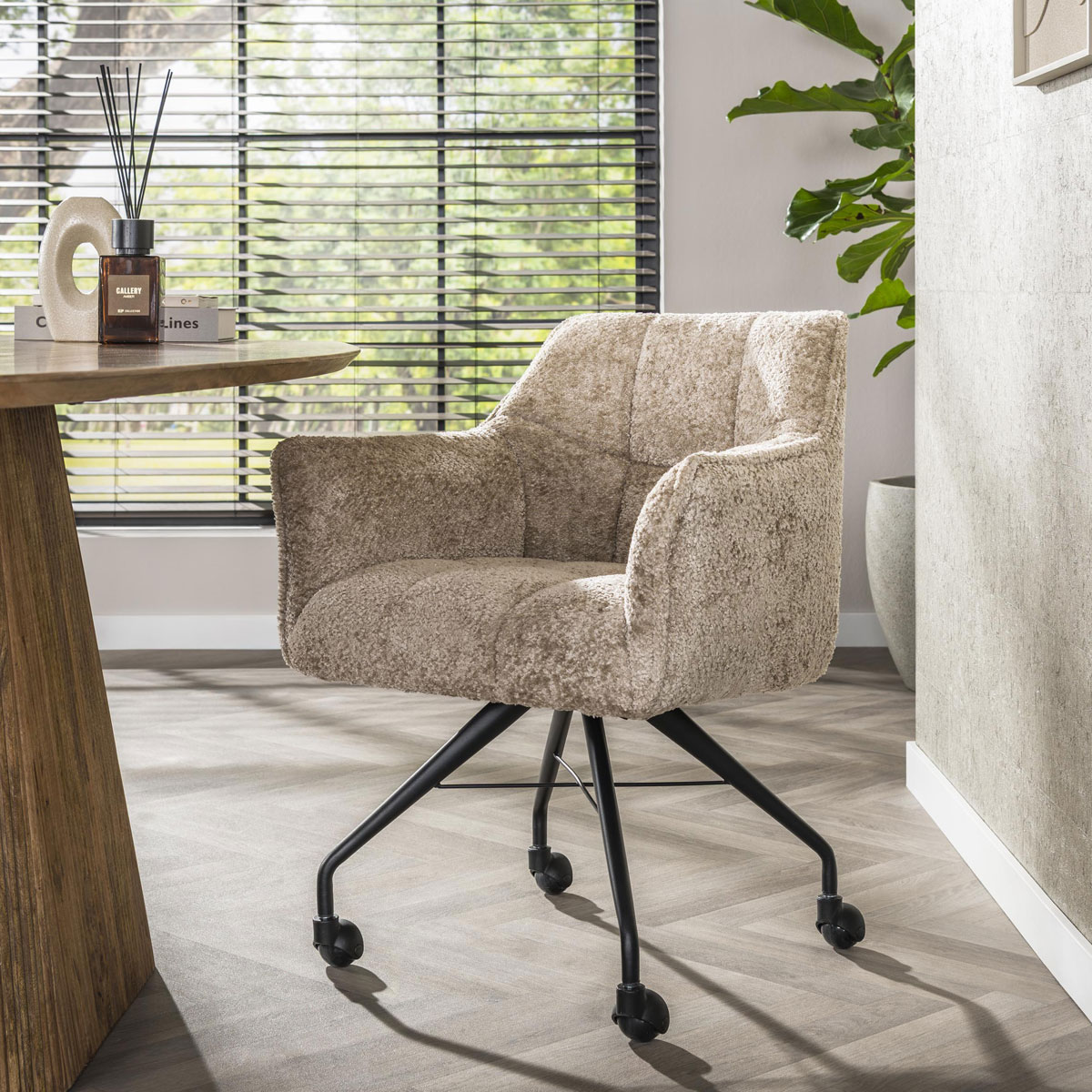 2er Set Armlehnstuhl Fino auf Rollen Savelle sandfarben