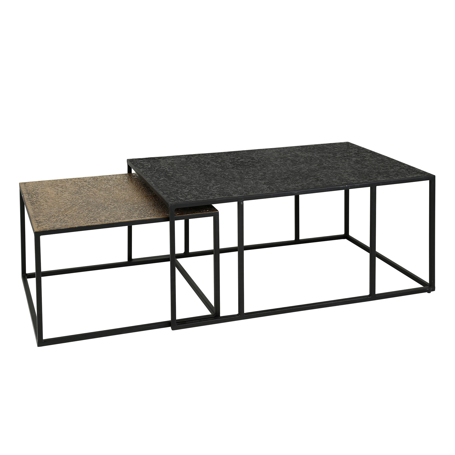 2er Couchtisch Set Metall antikbronze schwarz Tischset Beistelltische