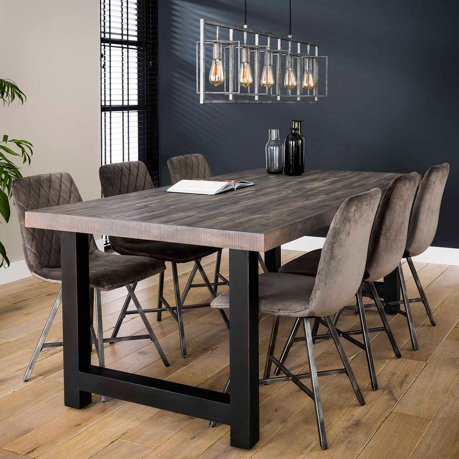 Esstisch Akazie 200 x 100 cm Massivholz grau Finish