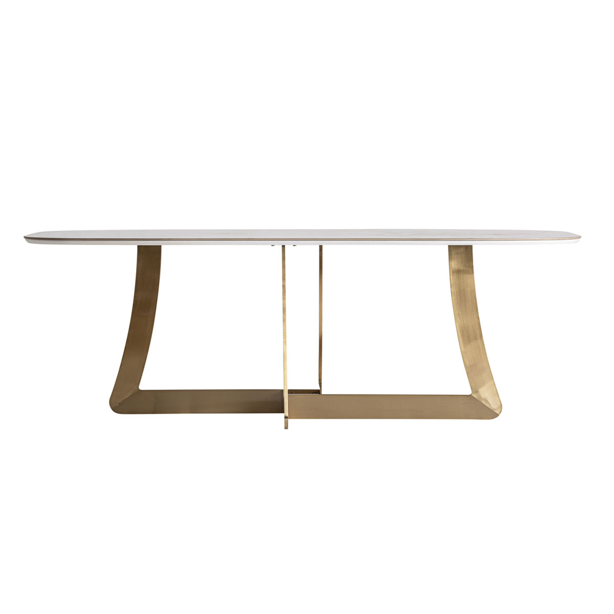 Esstisch JUSSEY oval 220 x 100 cm weißer Feinsteinzeug - Porzellan-Keramik