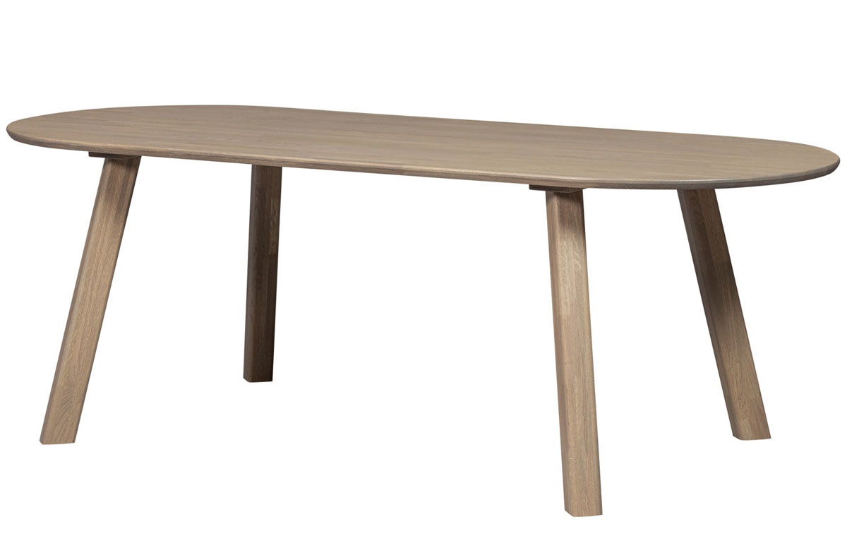woood Esstisch Tablo 220 x 90 cm oval Eiche Massivholz kieselgrau