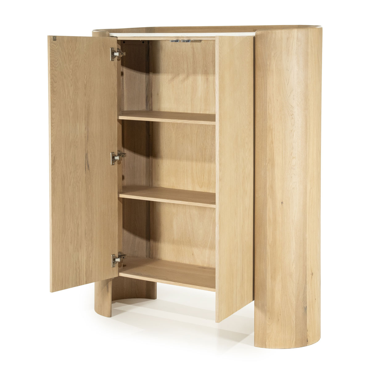 Highboard Don mit 2 Türen Eiche Holz Furnier hellbraun Marmor