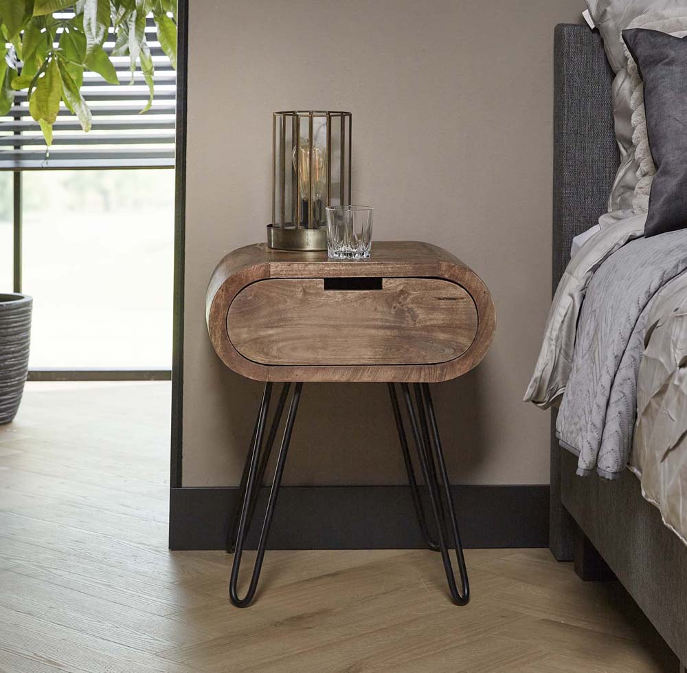 Nachttisch BALOU H 60 cm 1 Schublade Mango Holz