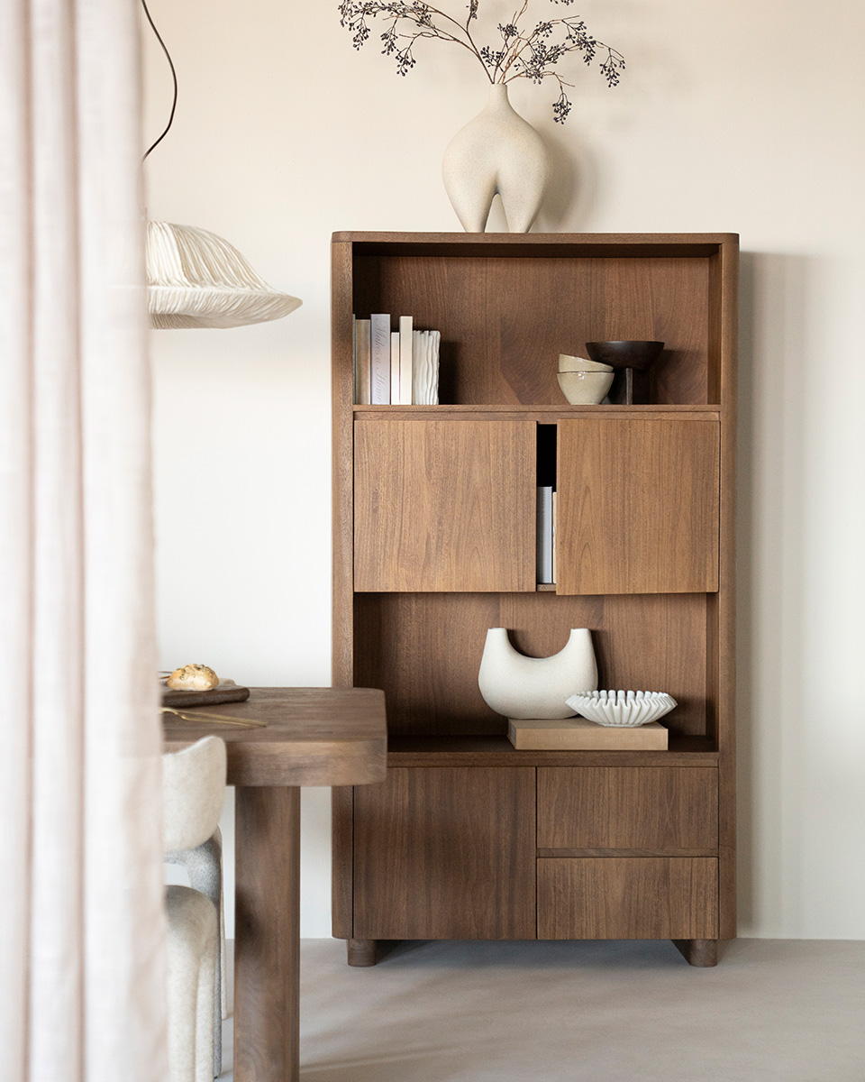 Highboard Schrank Regal Edward mit 3 Türen Mango Holz  