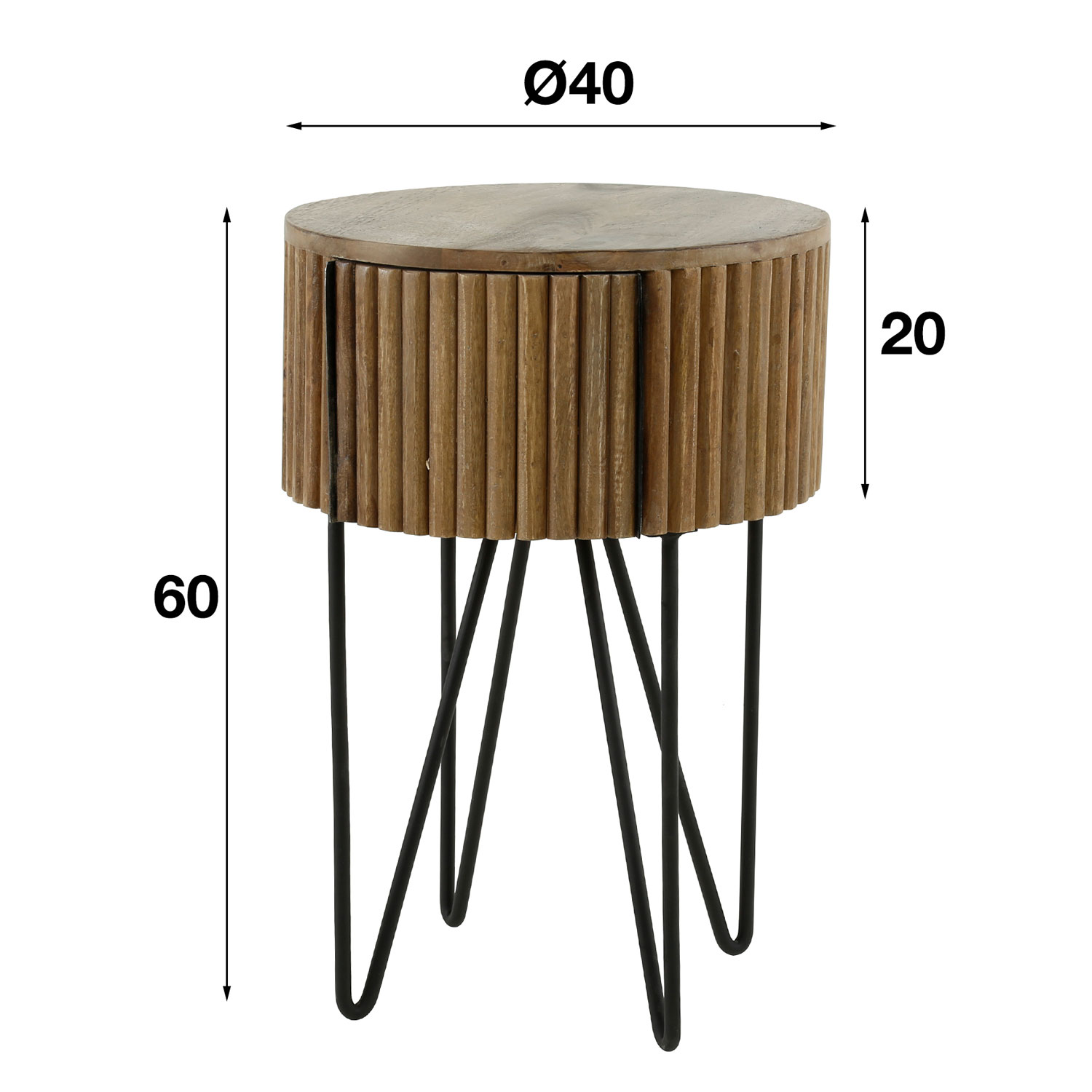 Nachttisch Nevada H 60 cm rund Schublade