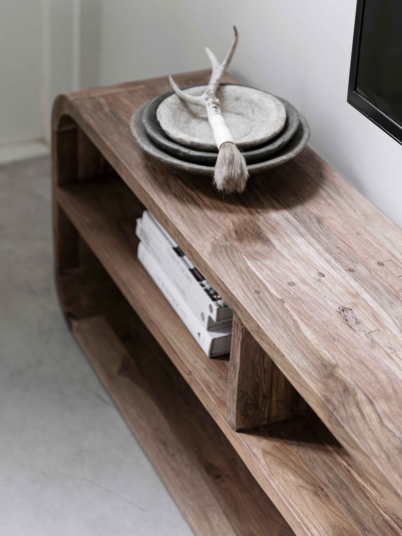 TV Möbel Lowboard CORSO 220 cm rusticales Teakholz